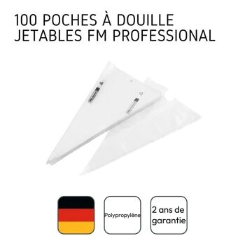 Lot de 100 poches à douille jetables FM Professional 5