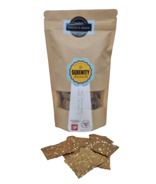 Biscuits apéritif: Crackers salés AUX LENTILLES VERTES & SESAME - SANS GLUTEN