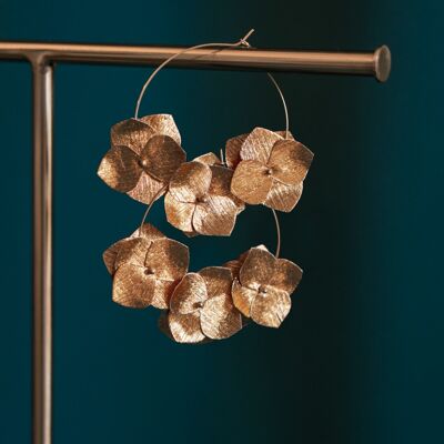 Paper flower hoop earrings - Hydrangea