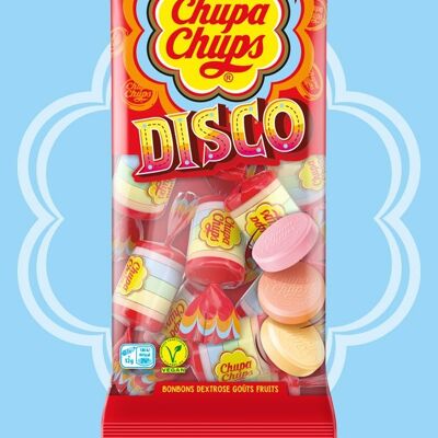 Chupa Chups – 115 g Disco-Beutel mit 10 Dextrose-Bonbonrollen – vegan – natürliche Farben – ideal für Geburtstagsfeiern und Halloween