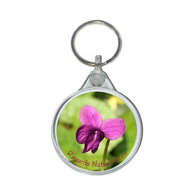 Violet flower photo key ring