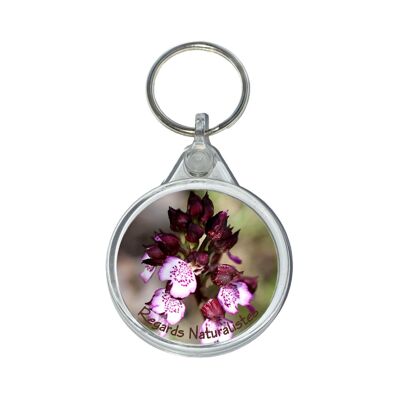 Purple orchis orchid flower photo key ring