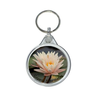 Salmon water lily flower photo key ring