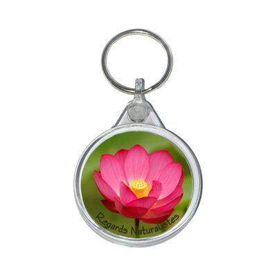 Llavero con foto de flor de loto rosa