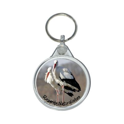 White stork bird photo key ring 2