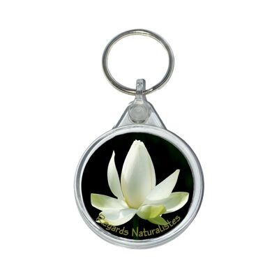 White lotus flower photo key ring