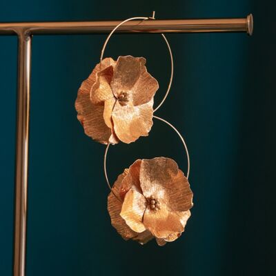 Paper flower hoop earrings - Poppy