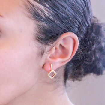 Boucles d'oreilles Irina - Doré et Cristal 2