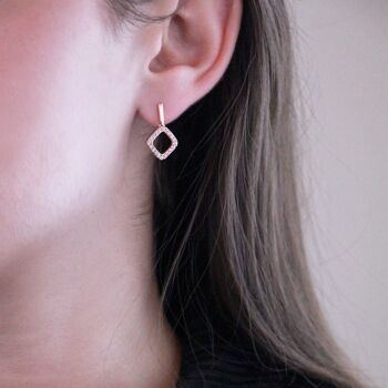 Boucles d'oreilles Irina - Or Rosé et Cristal 2