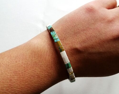 Bracelet jonc Tila en perles Miyuki - Collection Éclat Turquoise