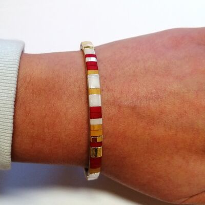 Tila bangle bracelet in Miyuki beads - Spicy Heat Collection