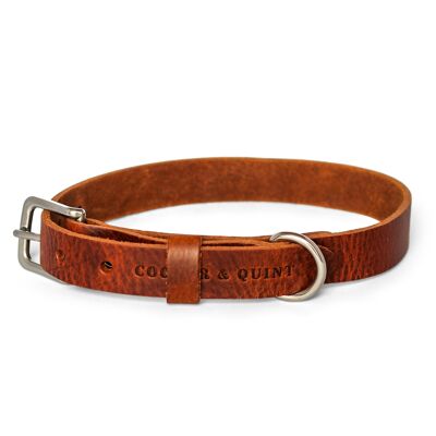 No Fuss Leather Dog Collar - Brown - Stainless Steel Fittings