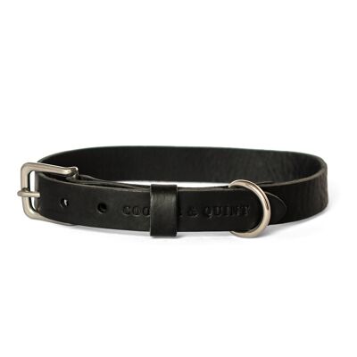 No Fuss Leather Dog Collar - Black - Stainless Steel Fittings