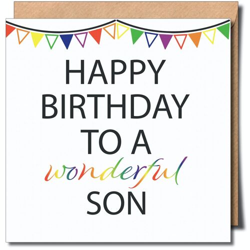 Happy Birthday To a Wonderful Son lgbtq+ Greeting Card.