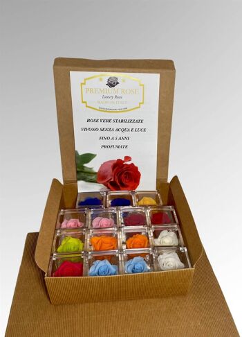 Coffret de 16 Cubes 8cm aux Roses Eternelles parfumées pour dragées 1