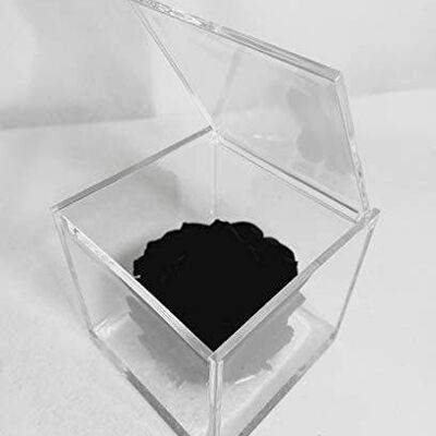 Cube Rose Éternelle Stabilisée Noire 10cm Fabriqué en Italie