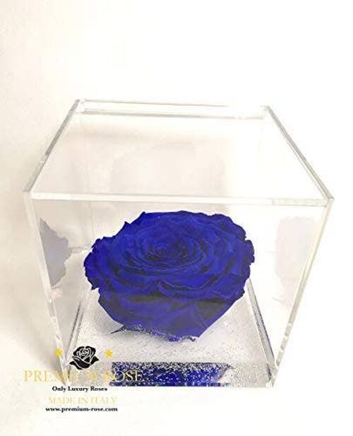 Cubo Rose Eterna Profumata Blu 12cm Made in Italy