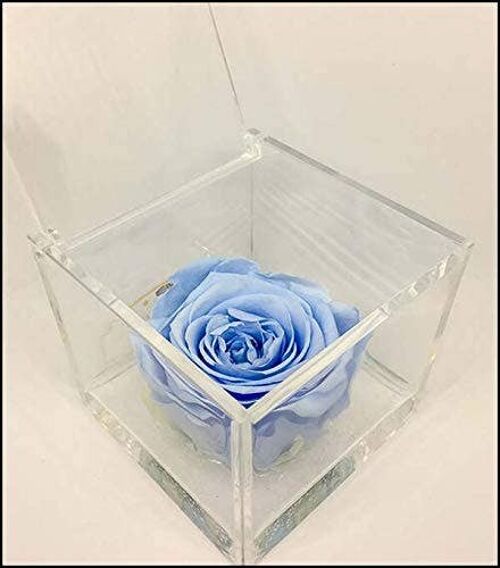 Cubo Rose eterne Profumate Azzurra 8cm Regalo Bomboniera