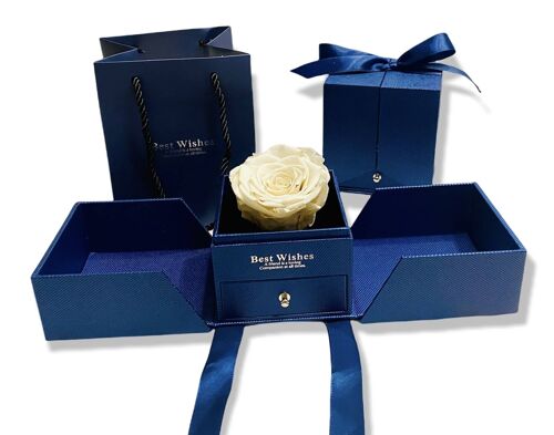 Buy wholesale White Eternal Rose in Box Jewelery Box Blue, Real Rose