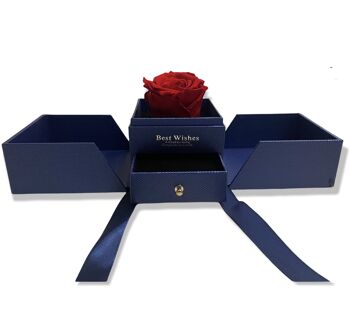 Rose Éternelle Rose dans une Boîte Boîte à Bijoux Bleue, Vraie Rose 3