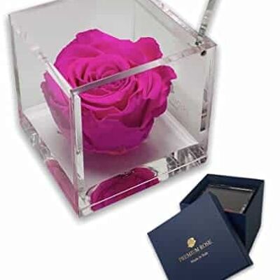 S 1082 Roses préservées de luxe dans un cube plus épais