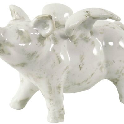 Pequeño cerdo volador de cerámica, 18,5 cm
