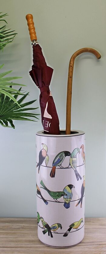 Porte-parapluies en céramique, motif oiseaux 3
