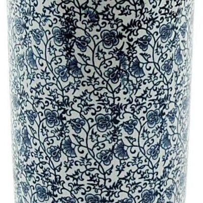 Round Blue & White Umbrella Stand 18"