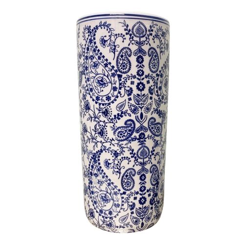 Blue & White Flour Design Umbrella Stand 18"