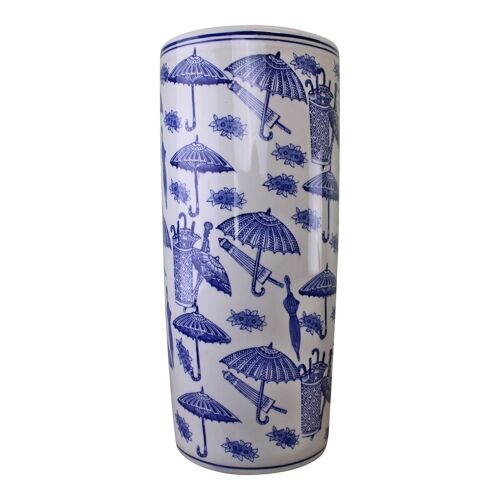 Umbrella Stand, Vintage Blue & White Umbrella Design