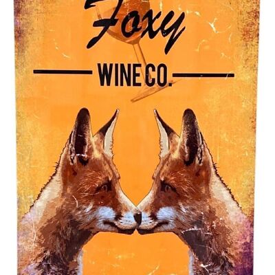 Enseigne murale publicitaire en métal - Brasserie Foxy Wine Co
