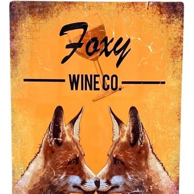 Werbeschild aus Metall – Foxy Wine Co Brewery