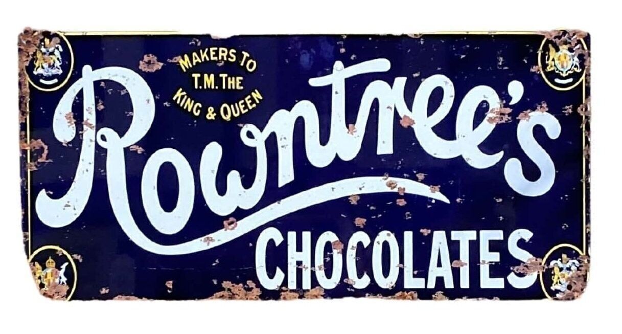 Cartello pubblicitario da parete in metallo - Rowntrees Chocolate Blue