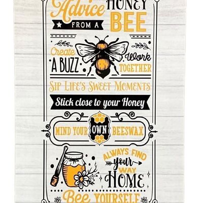Metallschild-Plakette – Rat einer Honigbiene