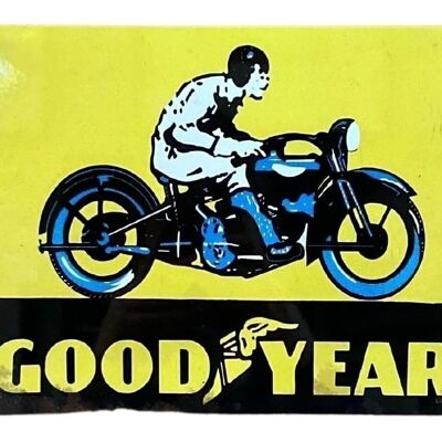 Enseigne murale publicitaire en métal - Good Year Tire Motorbike