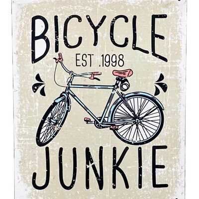 Plaque de signalisation en métal - Bicycle Junkie Bike