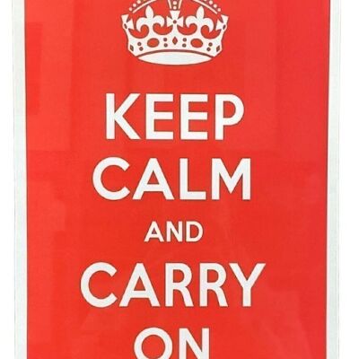 Plaque murale humoristique en métal - Keep Calm And Carry On