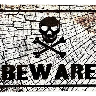 Metal Sign Plaque - Skull Beware