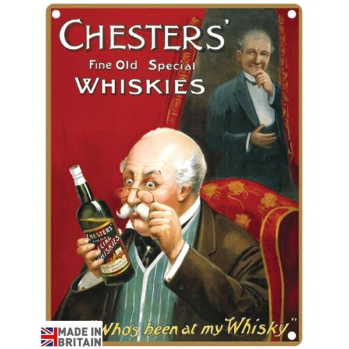 Small Metal Sign 45 x 37.5cm Vintage Retro Chesters' Whiskey