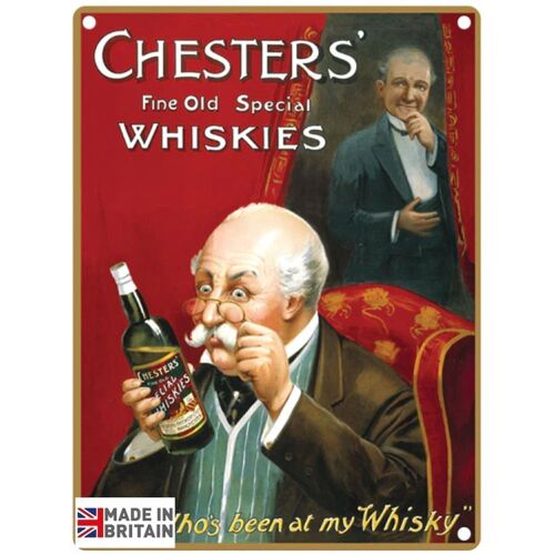 Large Metal Sign 60 x 49.5cm Vintage Retro Chesters' Whiskey