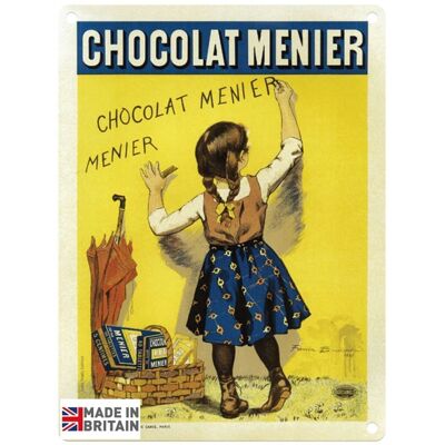 Targa in metallo grande 60 x 49,5 cm Vintage Retro Chocolat Menier