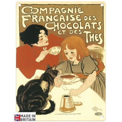 Cartel pequeño de metal 45 x 37,5 cm Vintage Retro Compagnie Francaise Chocolats