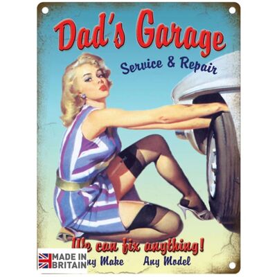 Grande Plaque Métallique 60 x 49,5 cm Vintage Retro Dad's Garage