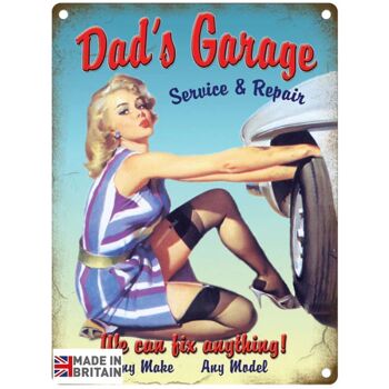 Grande Plaque Métallique 60 x 49,5 cm Vintage Retro Dad's Garage 1
