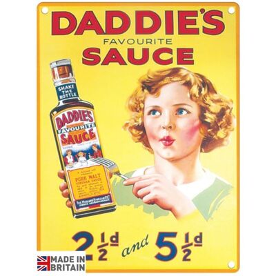 Piccola targa in metallo 45 x 37,5 cm Vintage Retro Daddie's Sauce