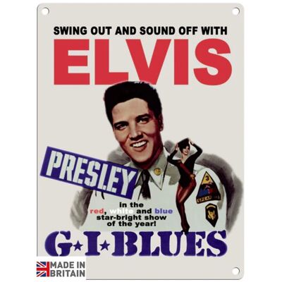 Cartel de metal pequeño 45 x 37,5 cm Póster de película Elvis G.I Blues
