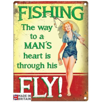 Piccola targa in metallo 45 x 37,5 cm Vintage Retro Fishing Way