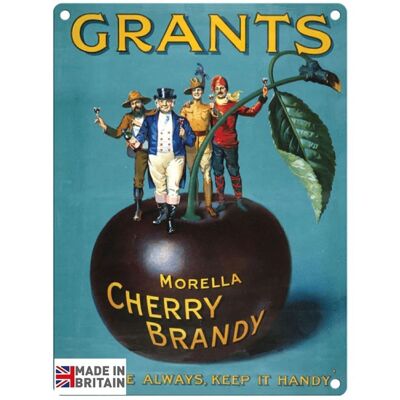 Targa in metallo grande 60 x 49,5 cm Vintage Retro Grants Cherry Brandy