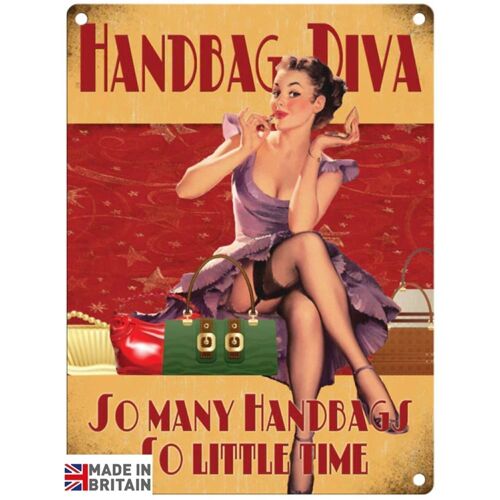 Small Metal Sign 45 x 37.5cm Funny Hand Bag Diva