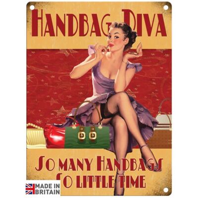 Petite enseigne en métal 45 x 37,5 cm Funny Hand Bag Diva
